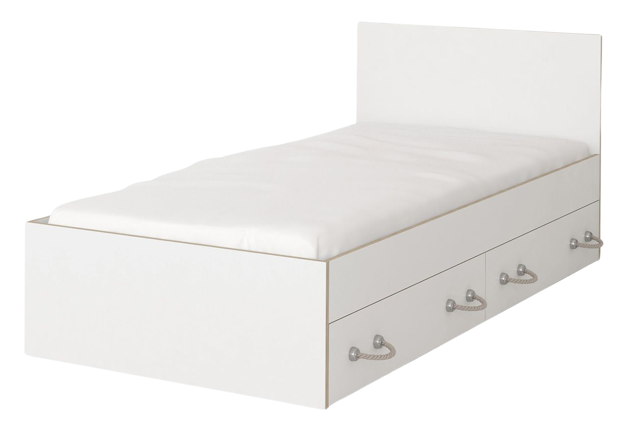 Młodzieżowe, jednoosobowe, białe łóżko 90x200 cm do pokoju nastolatka i dziecka - FLARON Biały mat / Dąb Sonoma
