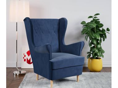 Wygodny fotel skandynawski USZAK do salonu lub pokoju - RUBIN granatowy