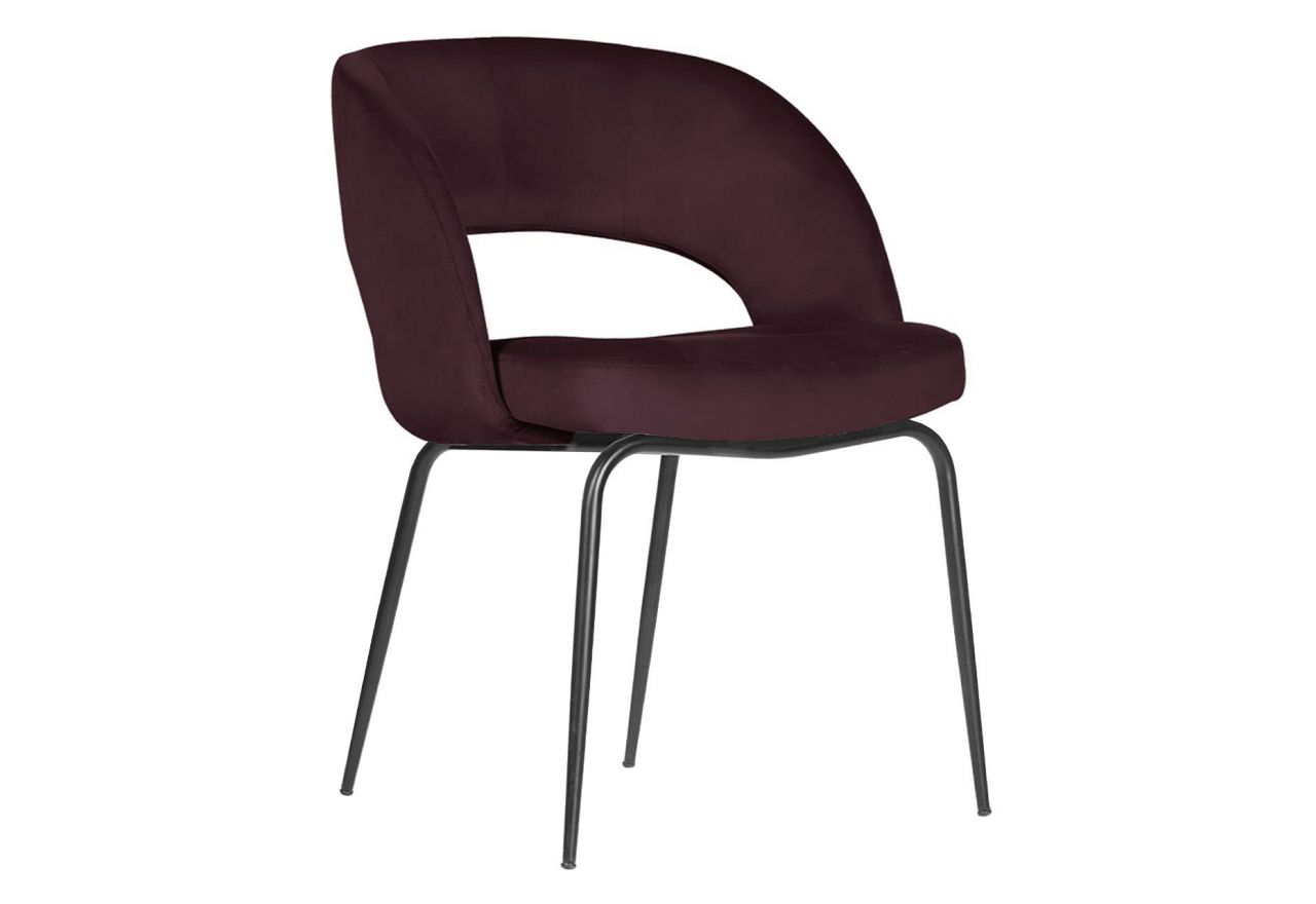 Minimalistyczne stylowe krzesło LIVERA z tapicerowanym siedziskiem i metalowymi cienkimi nogami