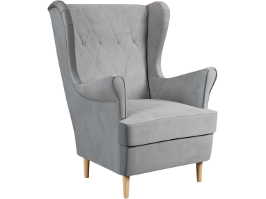 Fotel wypoczynkowy USZAK w stylu skandynawskim na wysokich nóżkach - RUBIN szary