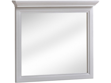 Klasyczne lustro w drewnianej ramie 80 cm, wiszące do łazienki - PAVILOS / Biały Andersen