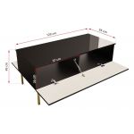 Stolik kawowy glamour EXETER 3 postawiony na złotych metalowych nogach i wykończony na czarny wysoki połysk