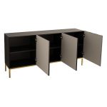 Elegancka czarna komoda glamour na złotych nogach i z wykończeniem w wysokim połysku ESPERIA 2 do salonu i sypialni