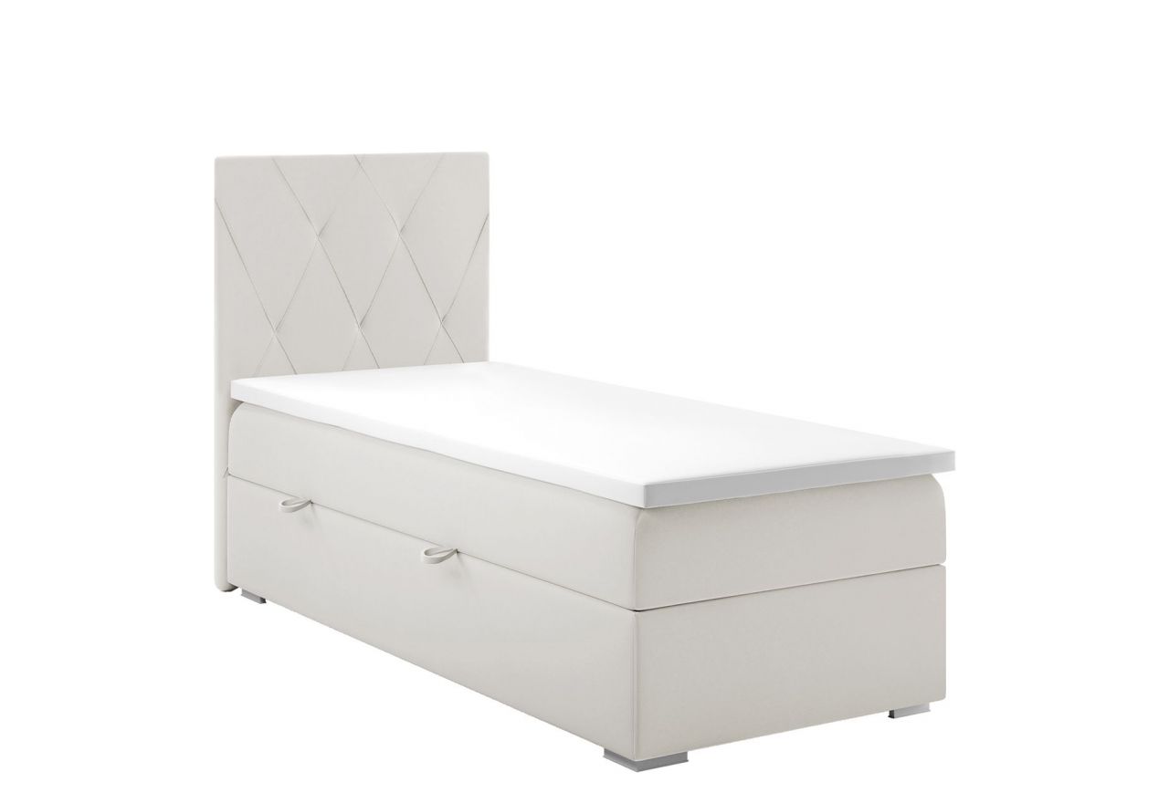Pojedyncze hotelowe łóżko kontynentalne z materacem i topperem - DAVES 80x200 - Paros 2 - beżowy - OUTLET