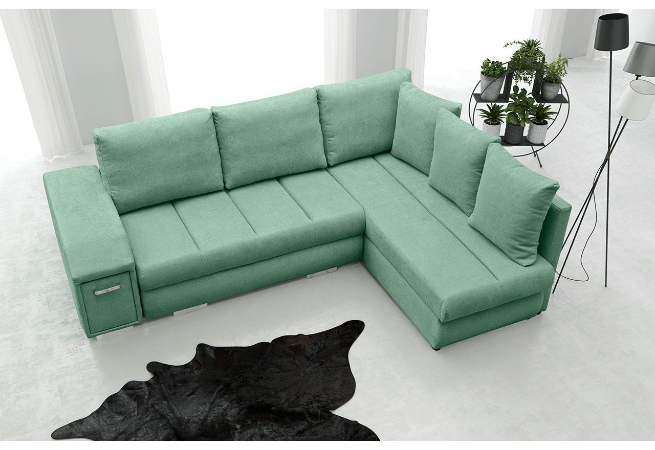 Modny narożnik z funkcją spania i wysuwanym barkiem do salonu - BARNI / Rico 18 - OUTLET
