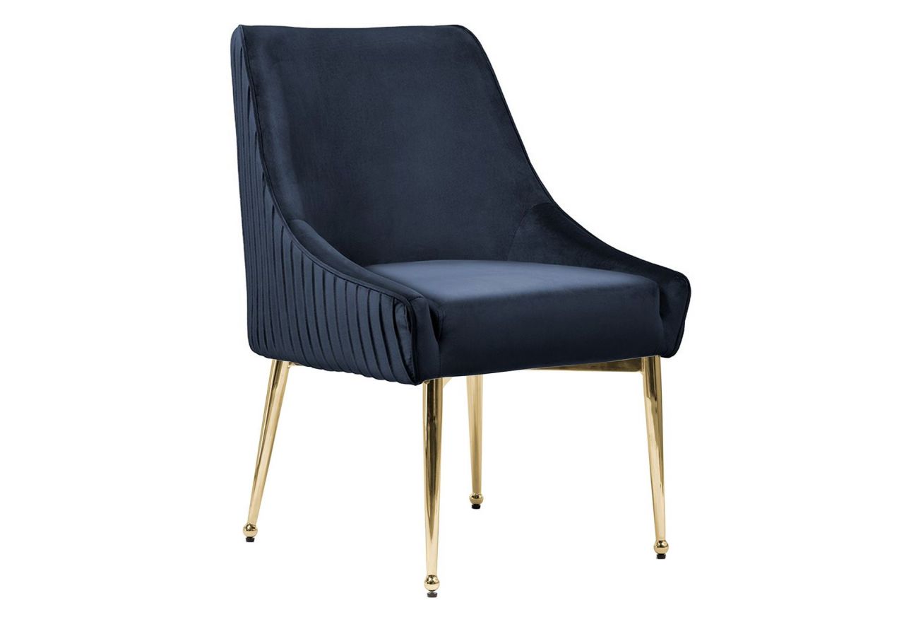 Granatowe krzesło w stylu glamour NOEL na złotych nogach - OUTLET