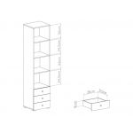 Pojemny regał na książki razem z szufladami do pokoju - SILVA - Biały Lux / Beton