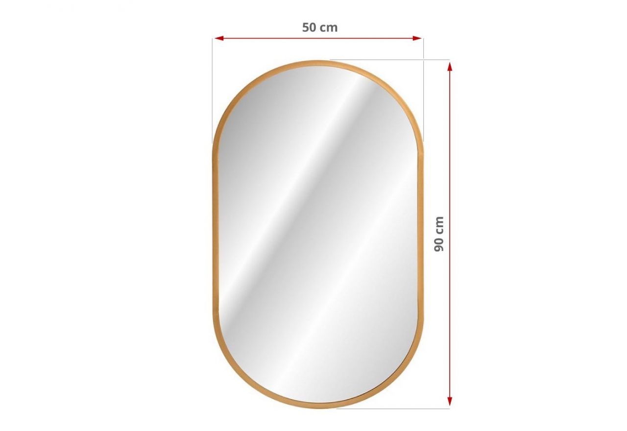 Eleganckie lustro łazienkowe podświetlane w złotej ramie - MARINETT / Lustro / Złoty