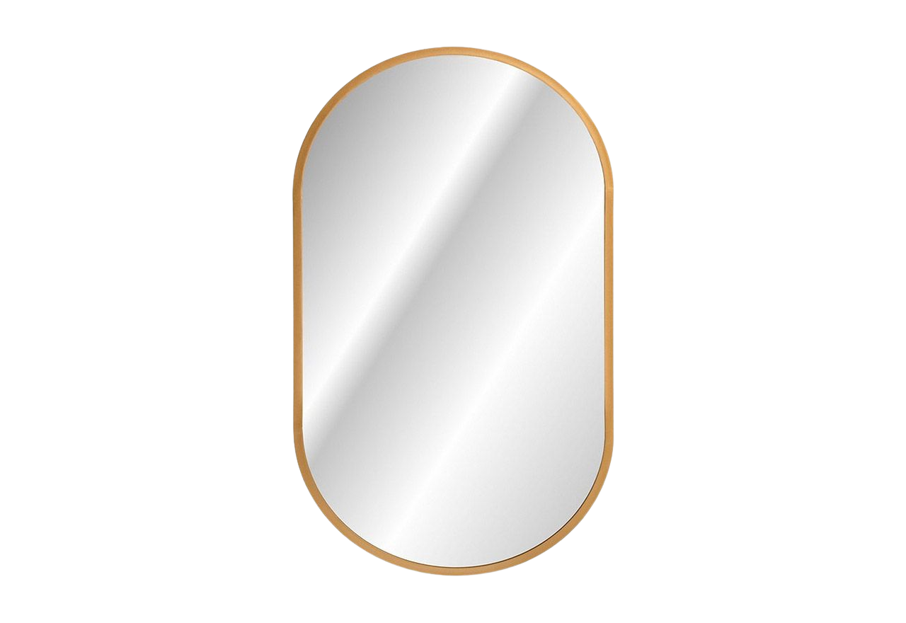 Eleganckie lustro łazienkowe podświetlane w złotej ramie - MARINETT / Lustro / Złoty