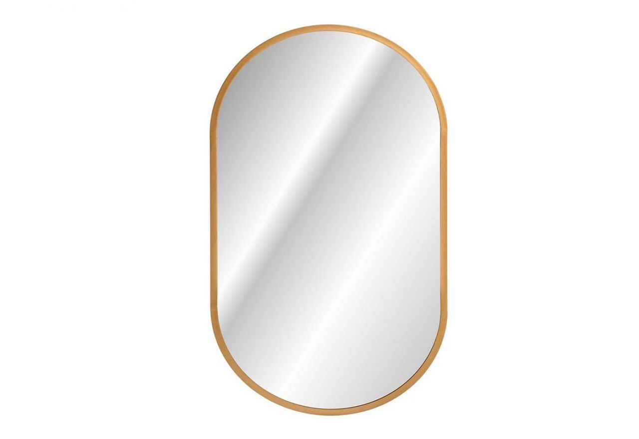 Eleganckie lustro łazienkowe podświetlane w złotej ramie - MARINETT / Lustro / Złoty