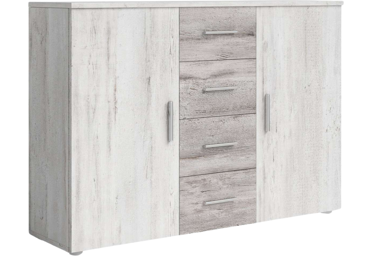 Elegancka komoda z drzwiczkami i czterema szufladami do sypialni - ANDAL 26 Arctic Pine jasny