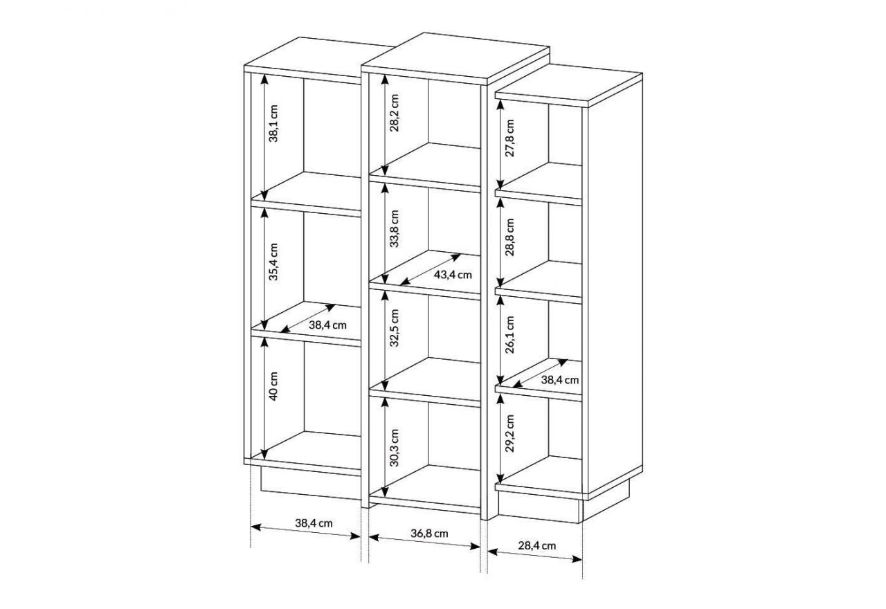 Nowoczesna, trzydrzwiowa komoda do pokoju i salonu - VITUALO / Biały Mat / Dąb Craft Złoty