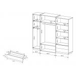 Nowoczesna szafa uchylna 230 cm, czterodrzwiowa z lustrem do sypialni - VITUALO / Biały Mat / Dąb Craft Złoty