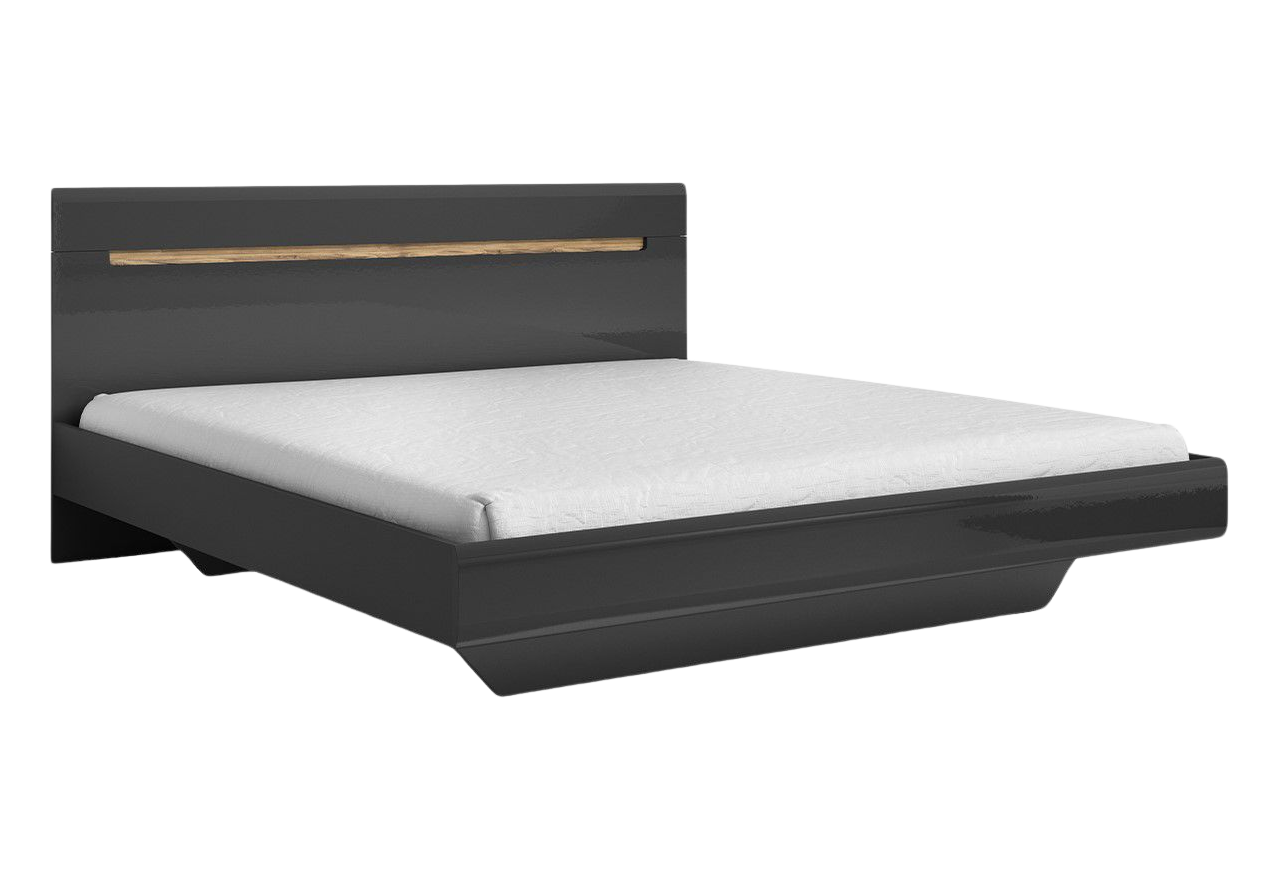 Łóżko drewniane do sypialni z opcja materaca i stelażem - HOMER antracyt