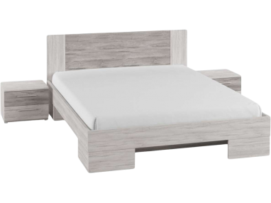 Drewniane łóżko z opcją szuflad oraz z dwoma stolikami nocnymi w zestawie - ANDAL Arctic Pine jasny