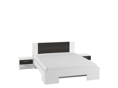 Podwójne łóżko drewniane do sypialni z opcją szuflad - ANDAL Biały / Czarny Orzech
