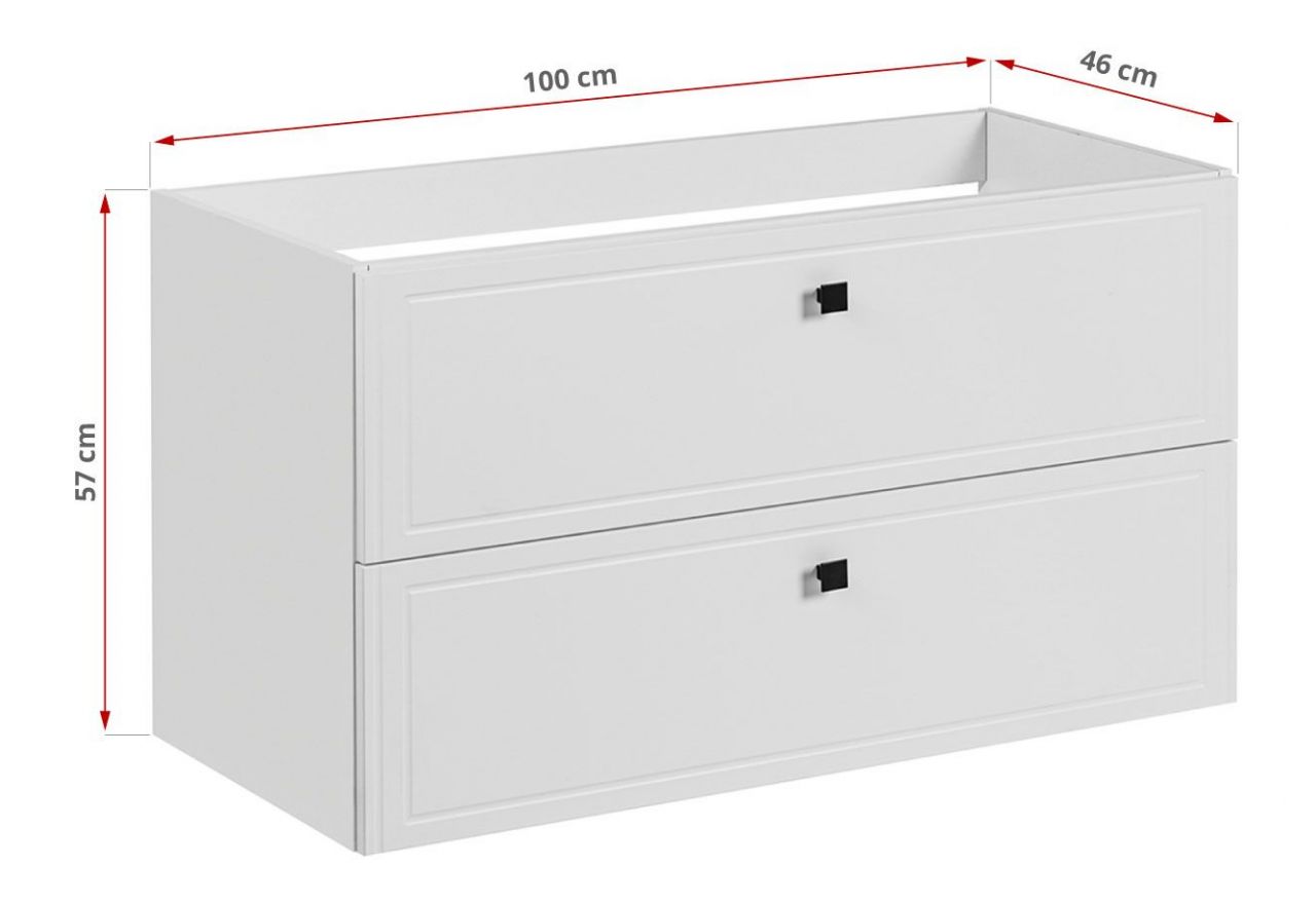 Modna szafka łazienkowa wisząca pod umywalkę nablatową 100 cm - HERMOSA / Biały