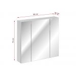 Oryginalna, trzydrzwiowa szafka łazienkowa wisząca z lustrem 80 cm - HERMOSA / Biały