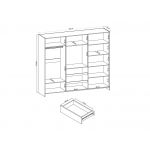 Duża szafa przesuwna do sypialni z wnęką na telewizor i lustrami na frontach - TABES Grafit mat