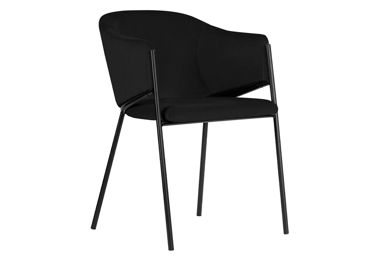 Wygodne czarne tapicerowane krzesło kubełkowe ANDORA z cienkimi metalowymi nóżkami
