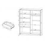 Szafa do sypialni z lustrem 180 cm, przesuwny front, dwie szuflady do przedpokoju - FLORIA Biały mat / Dąb Sonoma