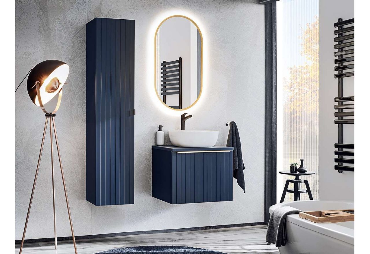 Modny zestaw wiszących mebli łazienkowych z lustrem LED - MARINETT / Deep Blue