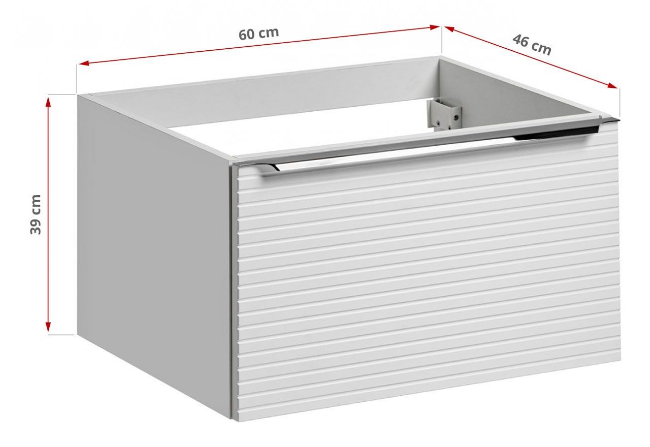 Nowoczesna szafka łazienkowa pod umywalkę nablatową 60 cm wisząca - LEVANTO / Biały