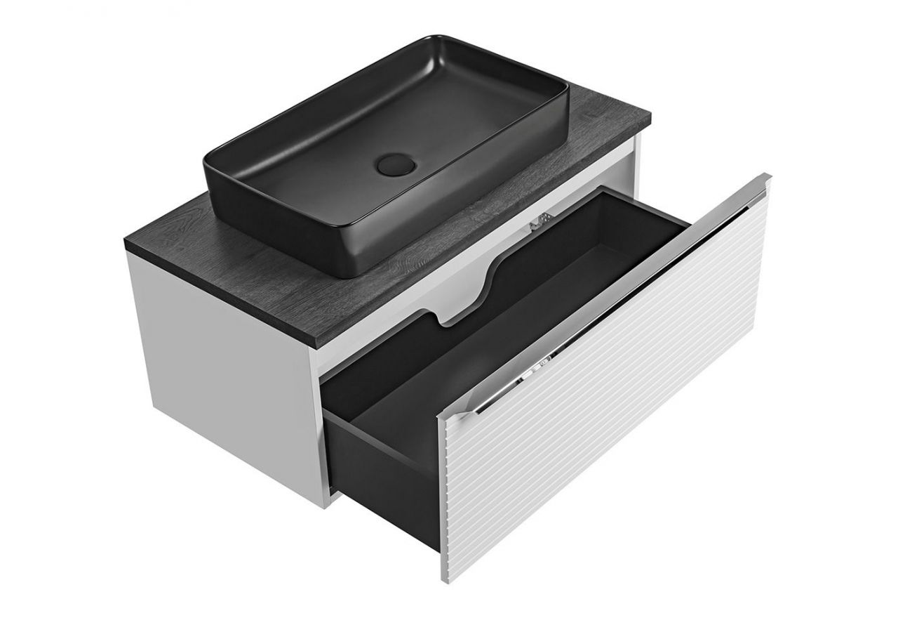 Szafka łazienkowa wisząca pod umywalkę nablatową 90 cm w nowoczesnym stylu - LEVANTO / Biały