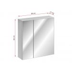 Praktyczna szafka łazienkowa wisząca z lustrem 60 cm w nowoczesnym stylu - LEVANTO / Biały