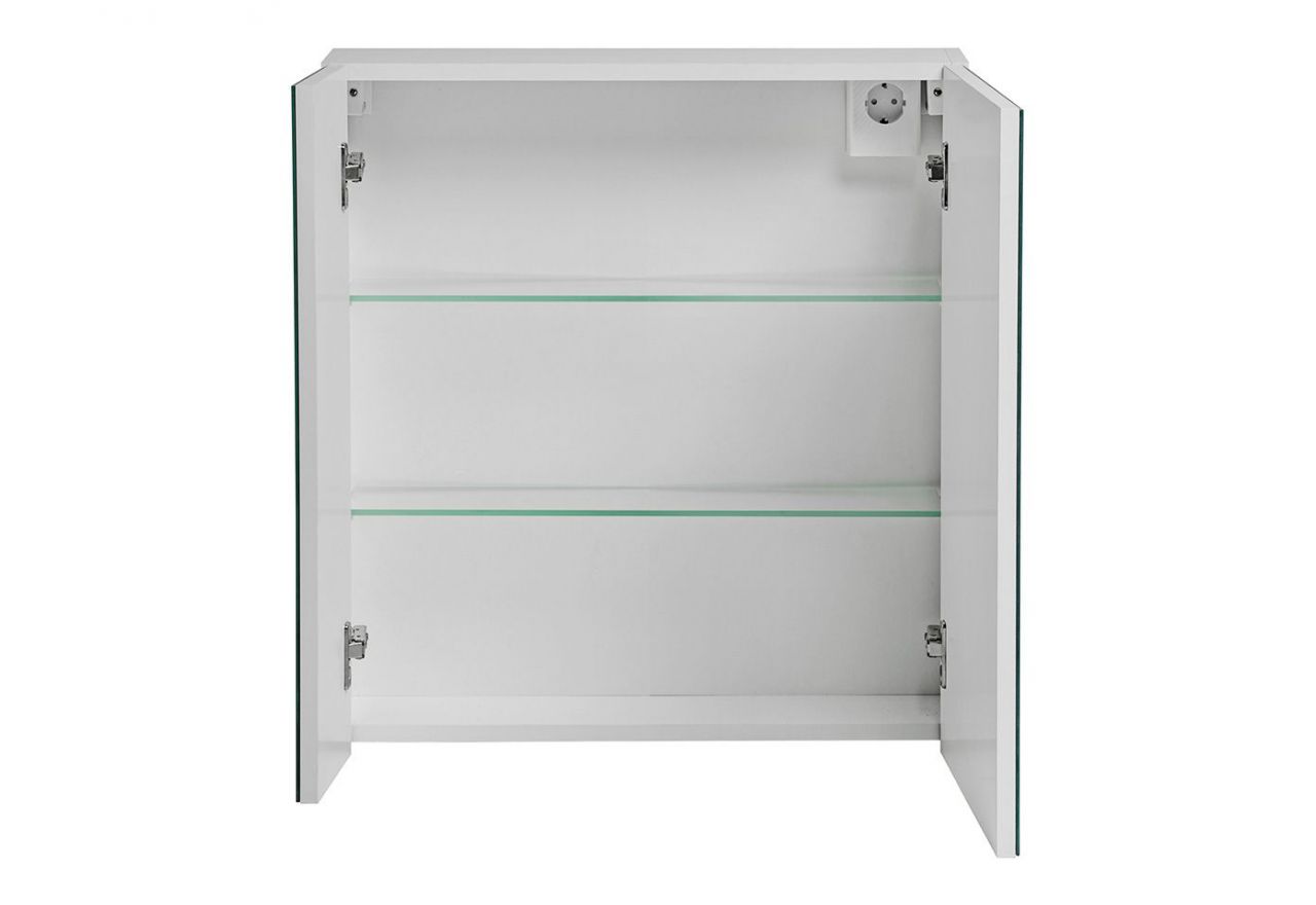 Praktyczna szafka łazienkowa wisząca z lustrem 60 cm w nowoczesnym stylu - LEVANTO / Biały