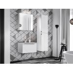 Praktyczna szafka łazienkowa wisząca z lustrem 60 cm w nowoczesnym stylu - LEVANTO / Biały