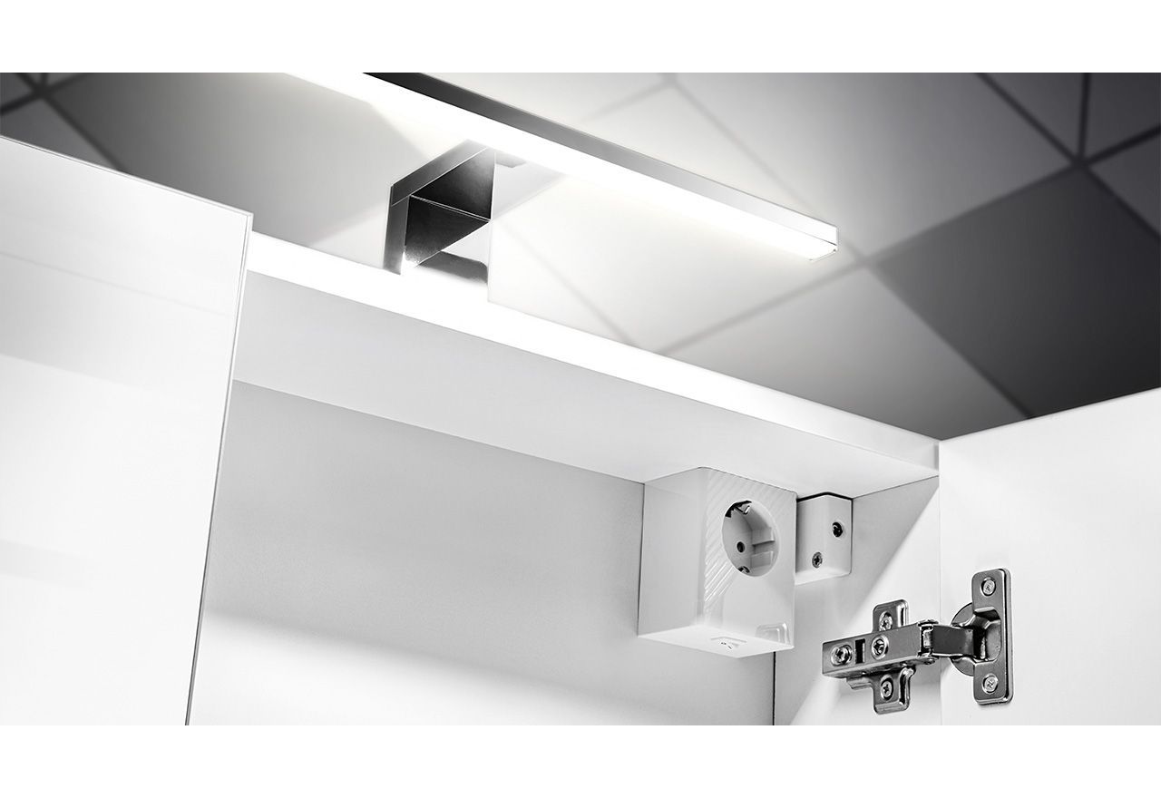 Praktyczna szafka łazienkowa wisząca z lustrem 60 cm w nowoczesnym stylu - LEVANTO / Biały