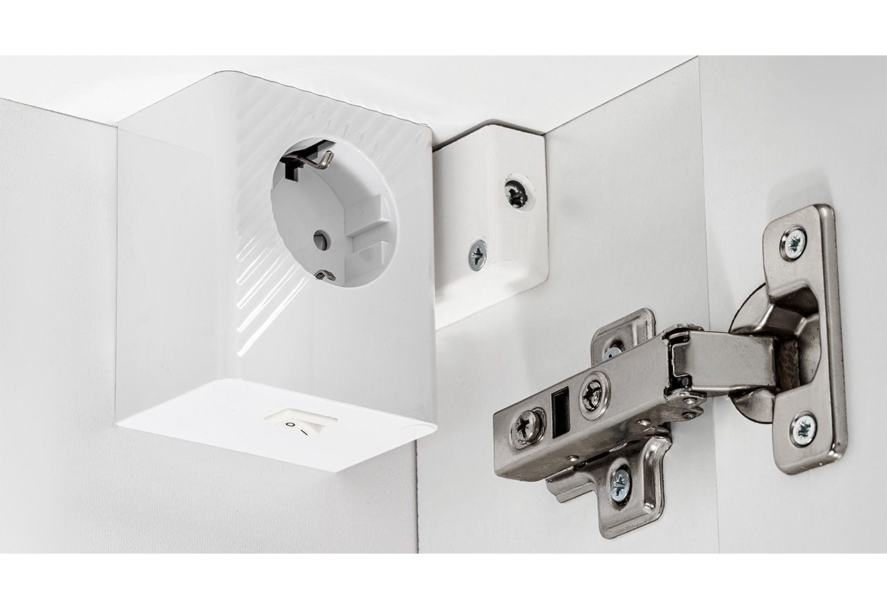 Praktyczna szafka łazienkowa wisząca z lustrem 60 cm w nowoczesnym stylu - LEVANTO / Biały