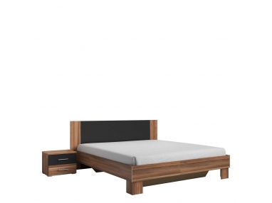 Dwuosobowe łóżko drewniane z opcją zagłówka i szuflad - ANDAL Czerwony Orzech