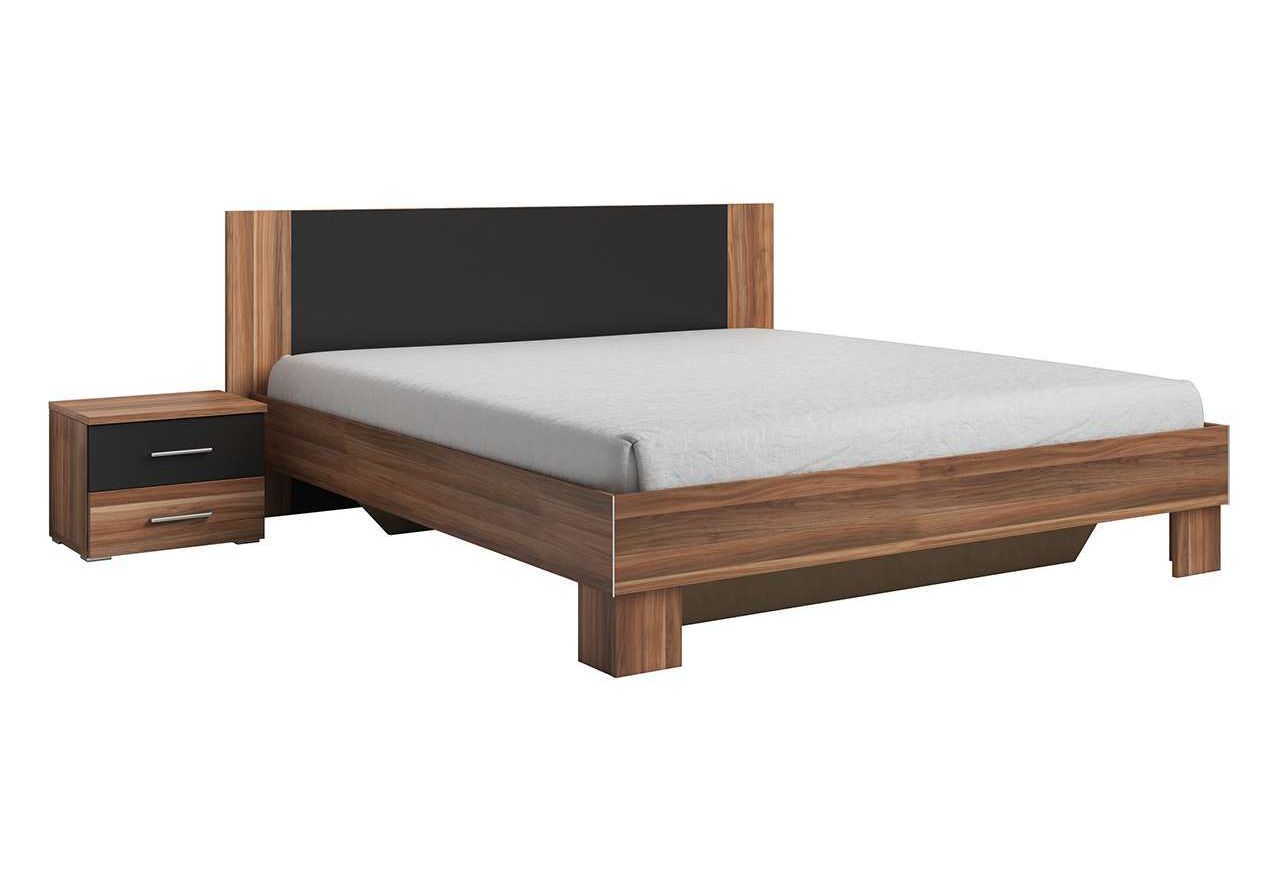Dwuosobowe łóżko drewniane z opcją zagłówka i szuflad - ANDAL Czerwony Orzech
