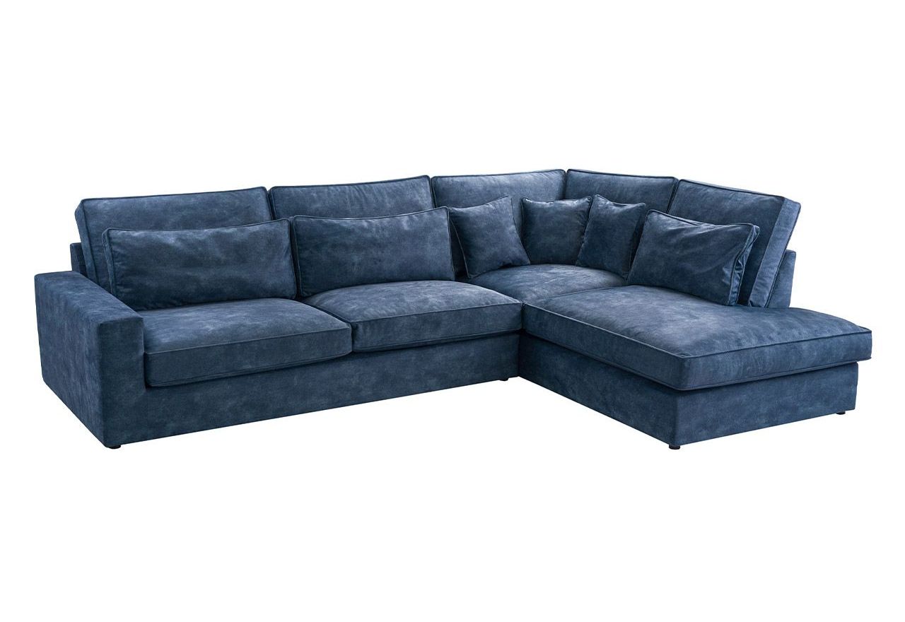 Wolnostojący, pięcioosobowy narożnik welurowy do salonu CARDI z brązową tapicerką