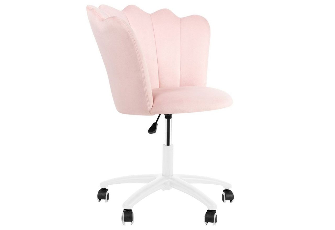 Obrotowe krzesło muszelkowe PALAZZO z różową tapicerką i regulacją wysokości