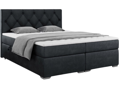 Łóżko kontynentalne, pikowane z opcją pojemnika na pościel - ALDA 120x200 czarny