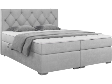 Łóżko kontynentalne, pikowane z opcją pojemnika na pościel - ALDA 120x200 jasny szary
