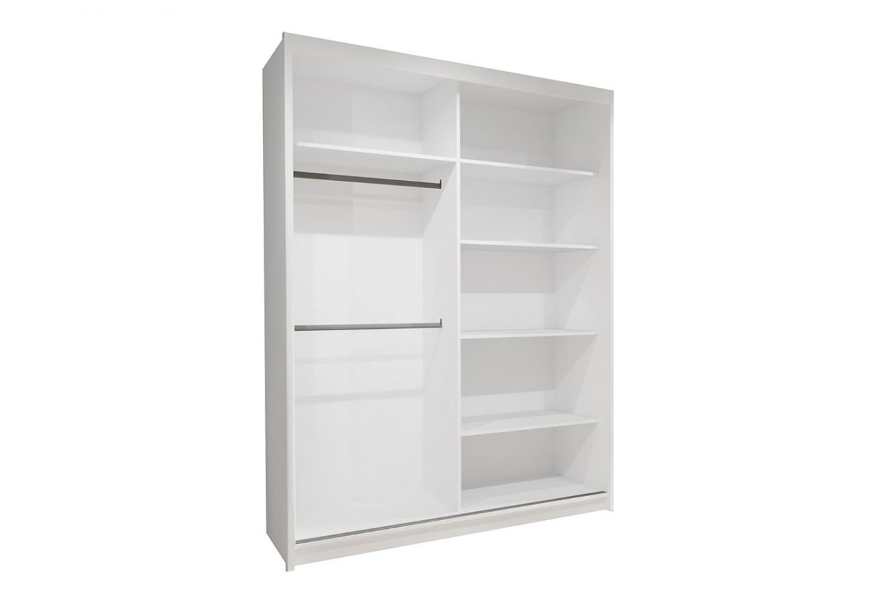 Szafa przesuwna 150 cm do sypialni i przedpokoju REGNO z lustrem i lamelami w kolorze dąb wotan, dwudrzwiowa