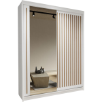 Szafa przesuwna 150 cm do sypialni i przedpokoju REGNO z lustrem i lamelami w kolorze dąb wotan, dwudrzwiowa