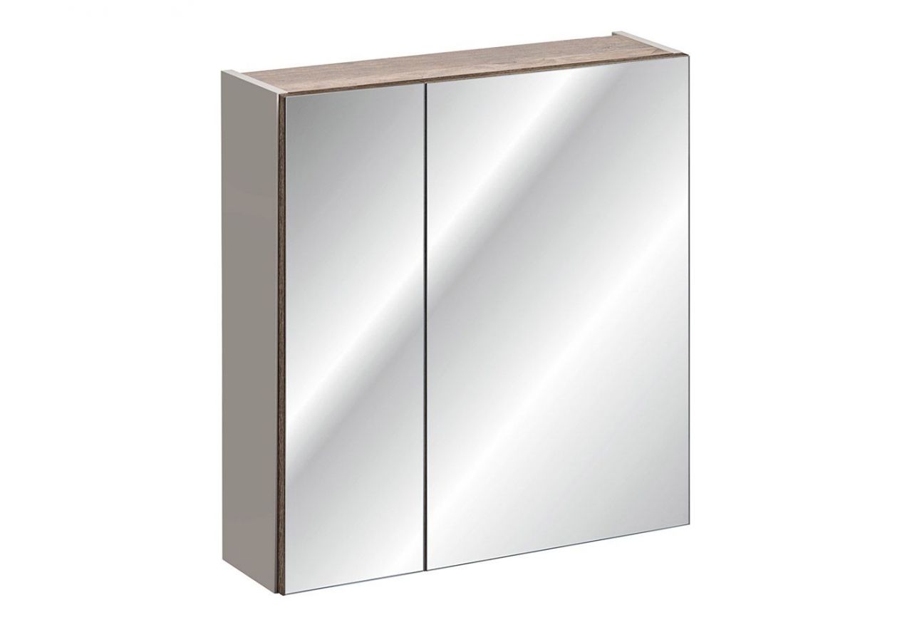 Szafka łazienkowa wisząca 60 cm z lustrami na frontach w nowoczesnym stylu - MARINETT / Szary Krzemowy / Lustro