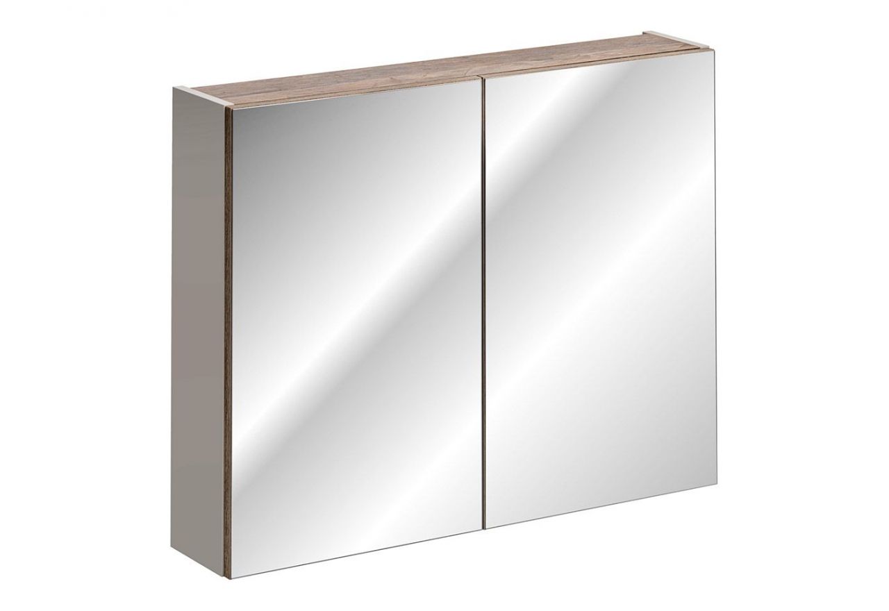 Ponadczasowa szafka łazienkowa wisząca z lustrem 80 cm w nowoczesnym stylu - MARINETT / Szary Krzemowy / Lustro