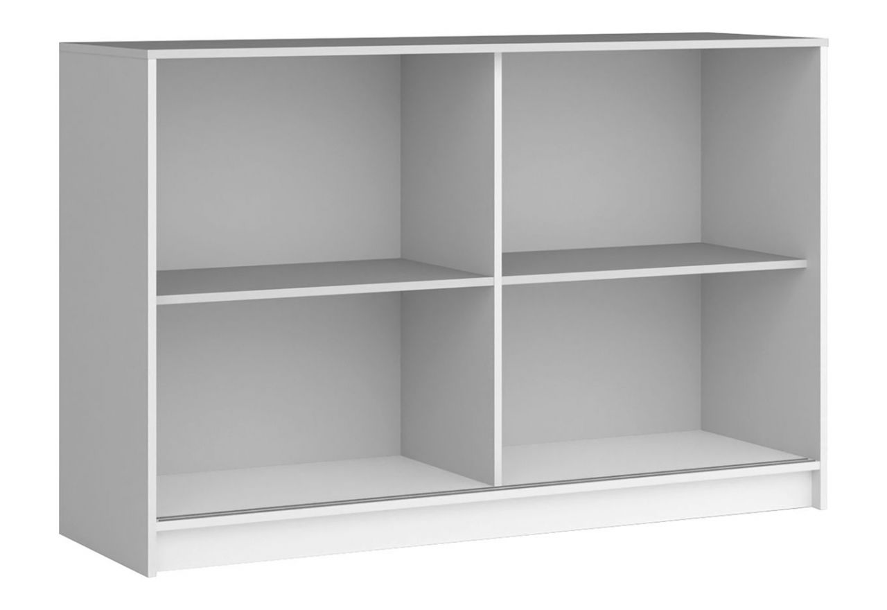 Biała komoda z przesuwnymi drzwiami REGNO 150 cm z szarymi lamelami na froncie