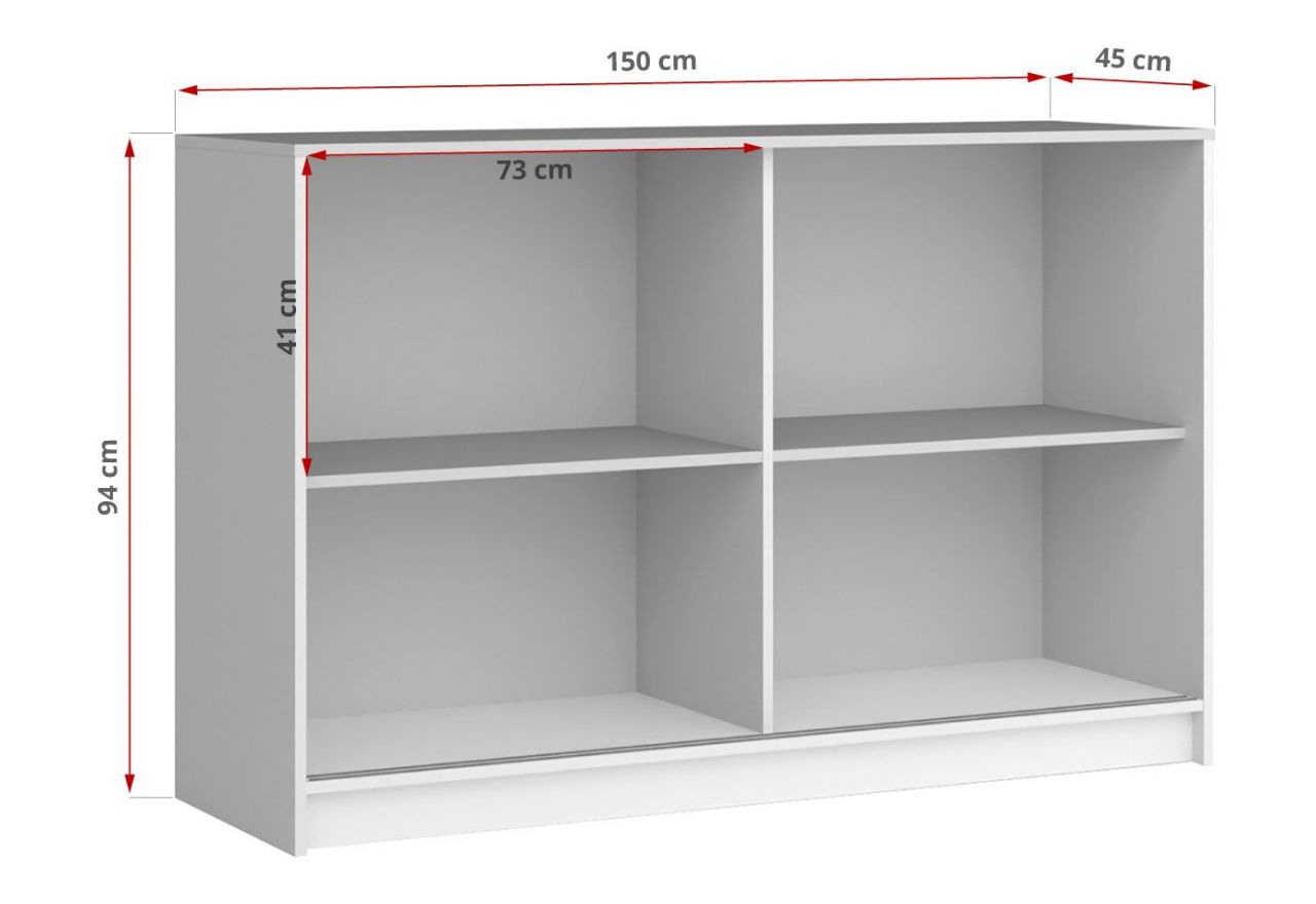 Biała komoda z przesuwnymi drzwiami REGNO 150 cm z szarymi lamelami na froncie