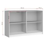 Biała komoda z przesuwnymi drzwiami REGNO 150 cm z szarymi lamelami na froncie