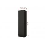 Czarna wąska szafa modułowa LANARK 50 cm z półka i drążkiem na wieszaki