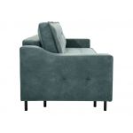 Szara sofa welurowa do salonu AREZZO trzyosobowa, wolnostojąca, z funkcją spania i pojemnikiem na pościel