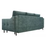 Szara sofa welurowa do salonu AREZZO trzyosobowa, wolnostojąca, z funkcją spania i pojemnikiem na pościel