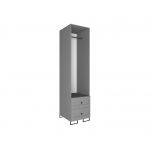 Trzydrzwiowa biała szafa modułowa do sypialni lub przedpokoju LIDAL 150 z szufladami i czarnymi uchwytami